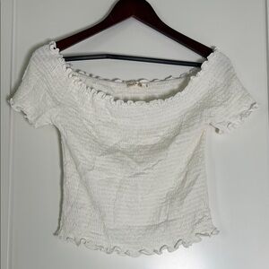 Heart Hips White Ruffled Crop Top